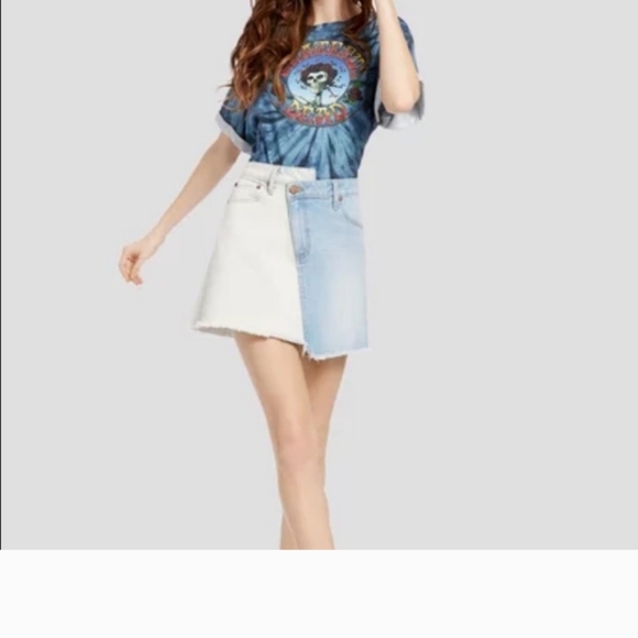 Alice and Olivia Two Tone Denim Mini Skirt 28 - Picture 2 of 2